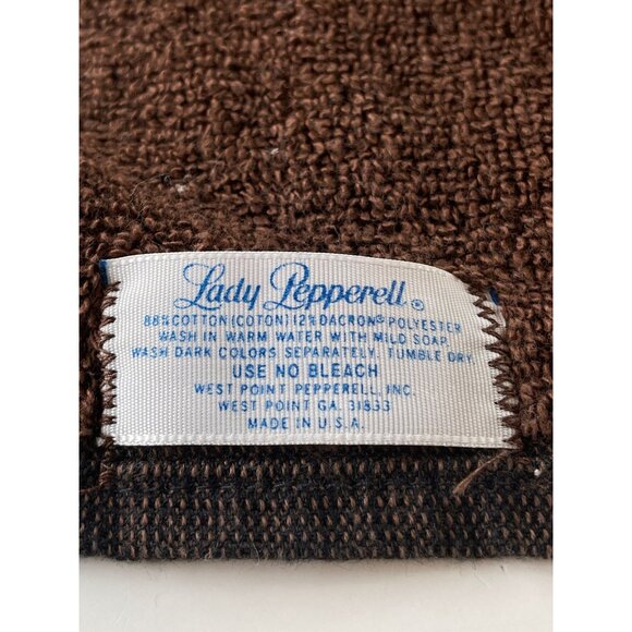 Vintage 1980s towels, plush bath + hand towel set, chocolate brown - Picture 6 of 9